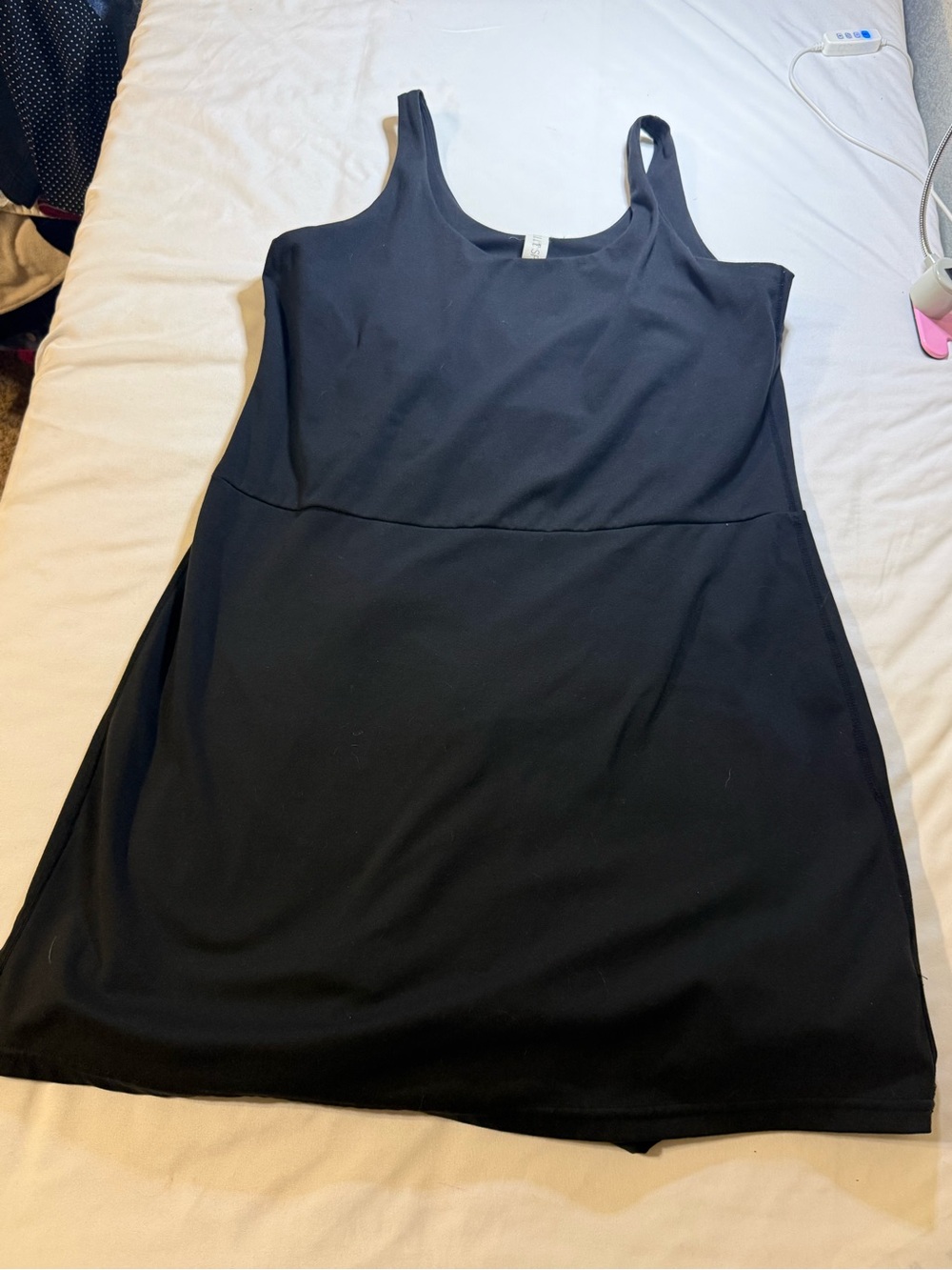 Sleek Black Tank Mini Dress - Stretch Scoop Neck